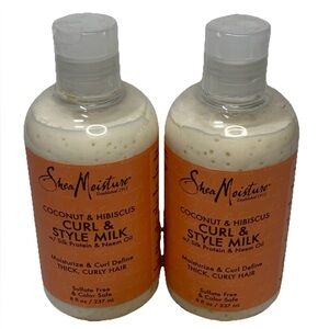 ( 2 PK) Shea Moisture Coconut & Hibiscus Curl & Style Milk 8 Fl Oz New
